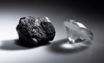 Diamond and piece of coal